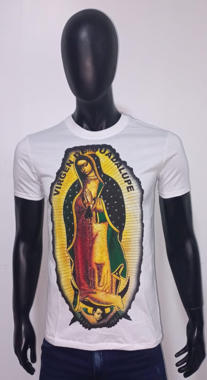 POLO HOMBRE DE LA VIRGEN DE GUADALUPE CON PIEDRITAS 2025