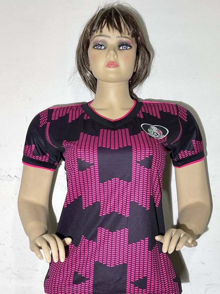MEXICO CAMISETA MUJER  NEGRO Y FUXIA 2021