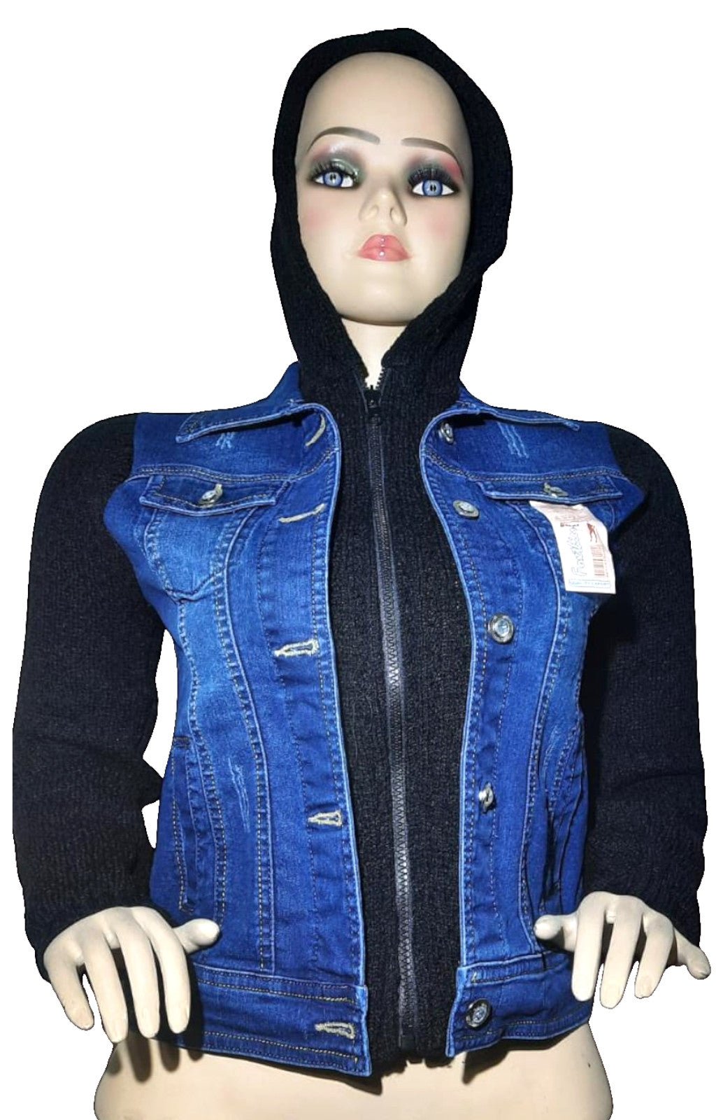 CASACA JEAN MUJER MANGA TEJIDA