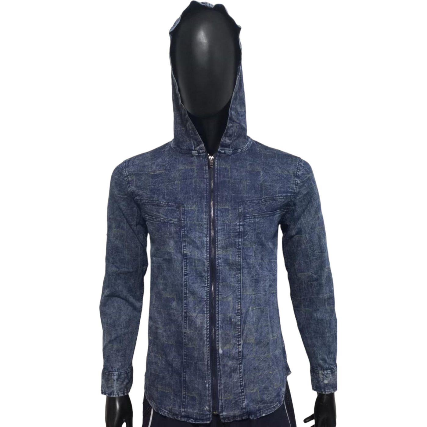 CAMISA JEANS MANGA LARGA CON CAPUCHA CABALLERO 2023