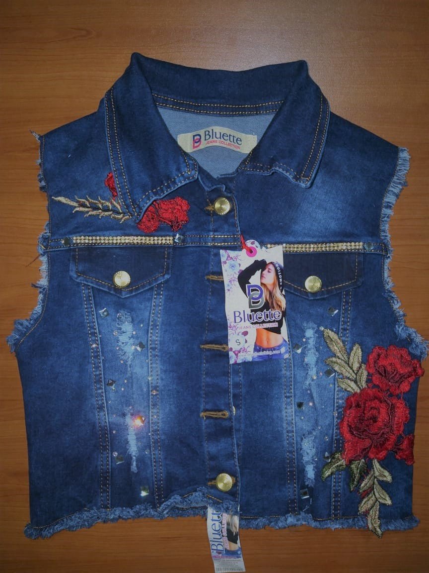 CHALECO JEANS MUJER FLOR CUERPO